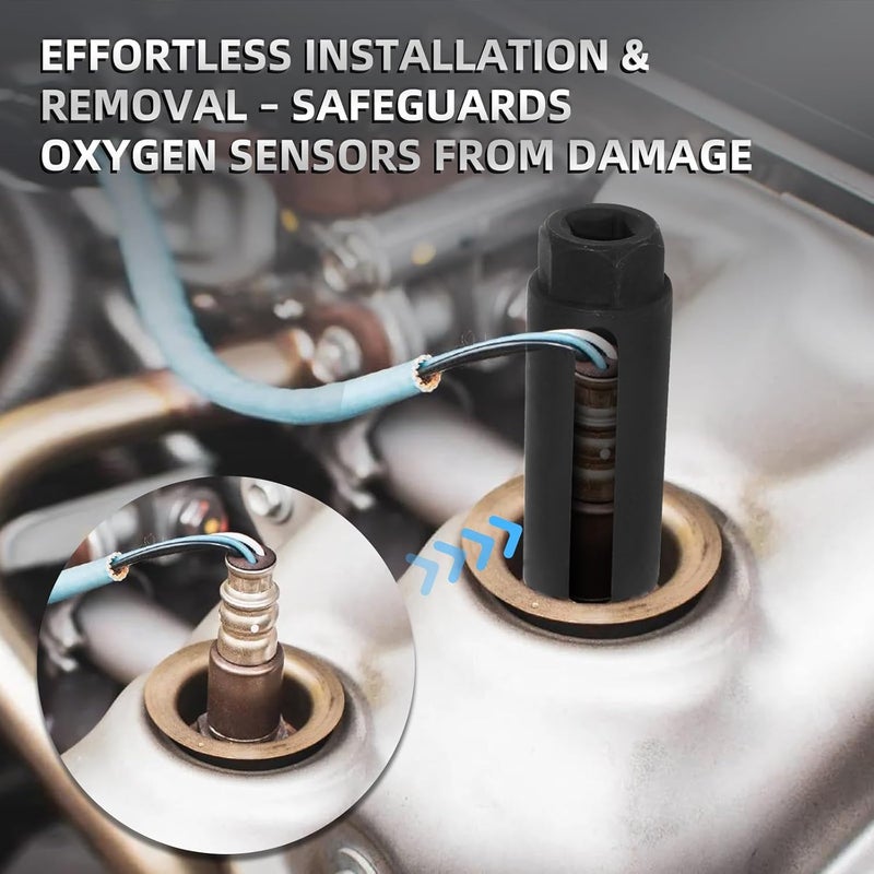 Lemxily Oxygen Sensor Socket, 7/8” (22mm) O2 Sensor Removal Tool with Side Wire Cutout, 1/2” Drive 6-Point Wrench for Easy Installation and Removal - Image 5